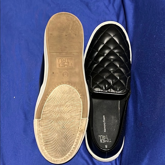 Time and Tru Black Quilted Slip-On Loafers - Picture 3 of 6